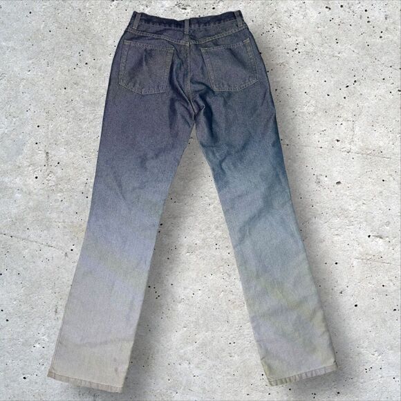 Y2K Rave 4 Real R4R Ombre Jeans Size 3 Flare Leg Two-Tone Distressed Dance - Picture 3 of 11